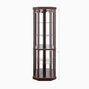 YOOCOZZ Corner Lighted Curio Cabinet Glass Display Case with Light for Living Room Antique Collection Wine Bar Glass Storage - 1 of 4