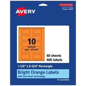 Avery Bright Orange Paper Labels, 1.5" x 2.75" Rectangle - 1 of 4