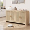 Buffet Cabinet,Rattan Accent Storage Cabinet with 4 Doors and Shelf, Sideboard Buffet Cabinet with Storage, Modern Console Coffee Bar Cabinet - 3 of 4