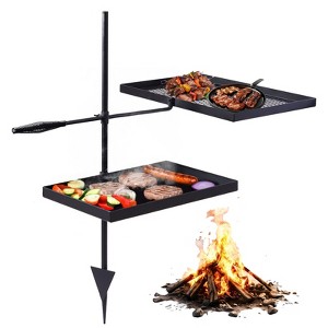 ROVSUN Portable Camping Hanging Grill, Foldable Campfire Grate w/ Griddle & Storage Bag, Adjustable Height, For Ourdoor Parties Use 30'' x 13'' x 48'' - 1 of 4