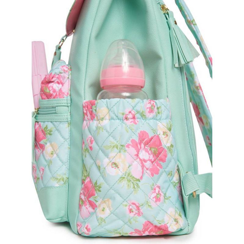 Laura Ashley Floral and Mint Diaper Bag, 5 of 8