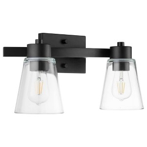 Prominence Home Fairendale 2 Light Bathroom Light Fixtures, Wall Mount Vanity Lights Over Mirror with Clear Glass Shades, Matte Black - 1 of 4