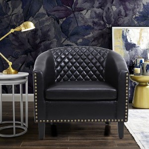 CAVINAS Upholstered Accent Chair,Comfortable Barrel Chairs with Soft Padded Armrest for Bedroom,Reading Room - 1 of 4