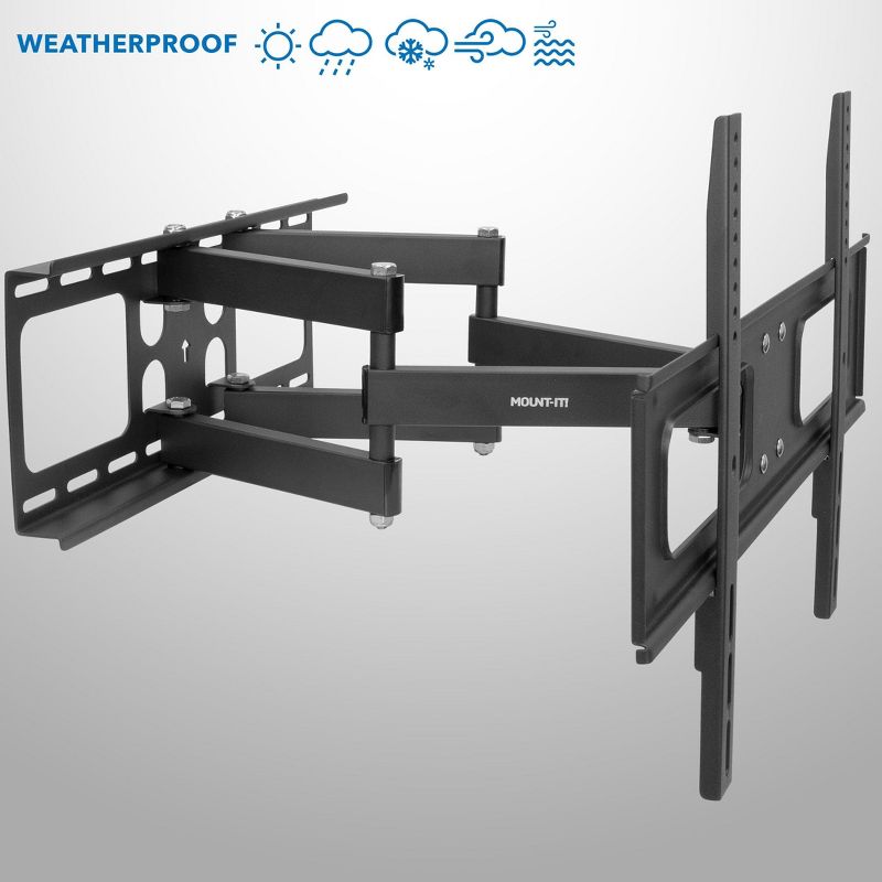 Mount-It! TV Mount Full Motion Weatherproof TV Mounting Bracket for 37-80" Screens, Dual Tilting and Swivel Arms with VESA Up to 600x400mm, 110 Lbs., 3 of 9