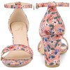 Perphy Women's Floral Printed Open Toe Ankle Strap Chunky Heels Sandals - 3 of 4