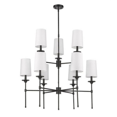 Emily Matte Black 9-Light Transitional Tiered Chandelier