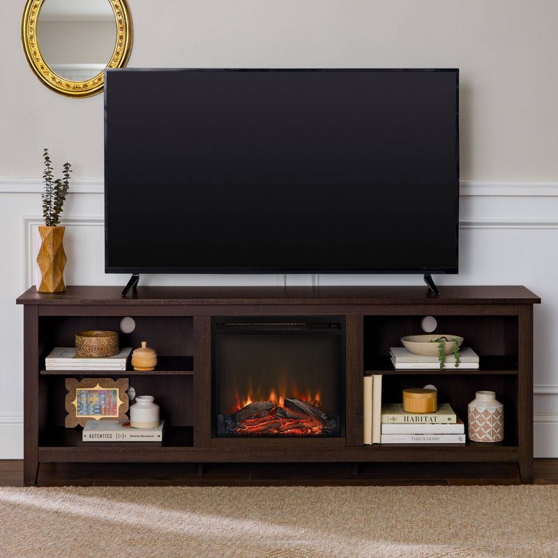 Ackerman Modern Open Storage with Electric Fireplace TV Stand for TVs up to 80" - Saracina Home, 3 of 19