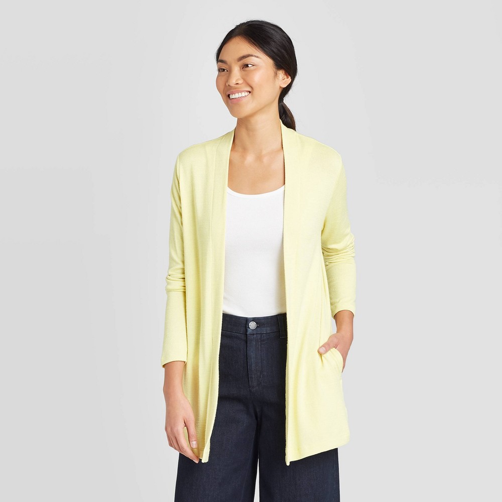 Women's Long Sleeve Open Neck Cardigan - A New Day Light Green L was $24.99 now $17.49 (30.0% off)