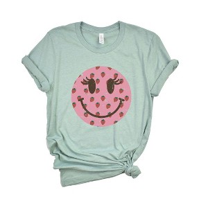 Simply Sage Market Women's Smiley Face Strawberries Short Sleeve Graphic Tee - 1 of 2