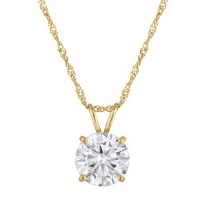 Naturalux 14K Yellow Gold 2 CT Lab Grown Diamond Solitaire Necklace - 1 of 4
