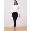 INSPIRE CHIC Women's Elegant Long Sleeve Ruffle Tie Neck Business Work Top - 2 of 4