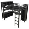 Sapphtopaz Loft Bed with Wardrobe&Desk,Metal Bed with Guardrail&Ladder,Space-Saving Bed Frame with Storage Cubes&Shelves for Teens - 4 of 4