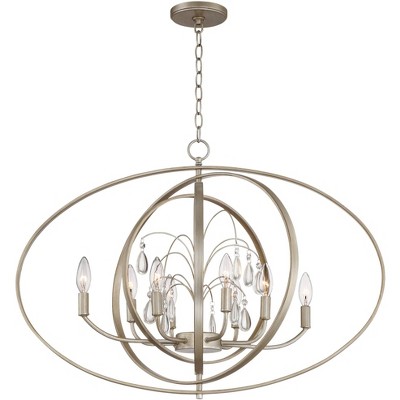 Champagne Satin Silver Crystal Orb 8-Light Chandelier