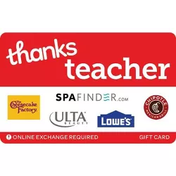 Thanks Teacher Gift Card $25 (Email Delivery)