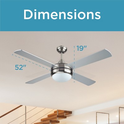 52-Inch Brushed Nickel Ceiling Fan with Mahogany Blades and Remote