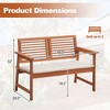 Costway Patio Bench Outdoor Solid Wood Loveseat Chair with Backrest & Cushion Porch Garden - 3 of 4