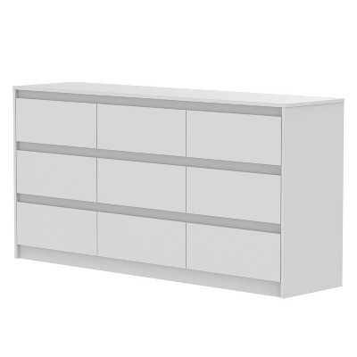 White MDF 9-Drawer Modern Bedroom Dresser