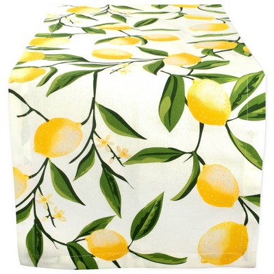 108" x 14" Cotton Lemon Bliss Kitchen Table Runner - Design Imports