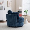 Oversized Corduroy Swivel Chair,40" Barrel Accent Chair with 360° Swivel and Pillows for Living Room-Baofuwish - 3 of 4