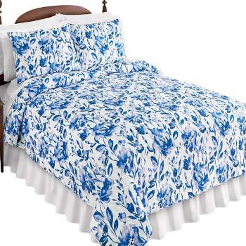 Collections Etc Beautiful Blue Floral Luxurious Quilt