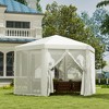 Outsunny 13' x 11' Outdoor Party Tent Hexagon Sun Shelter Canopy with Protective Mesh Screen Walls & Proper Sun Protection - 3 of 4