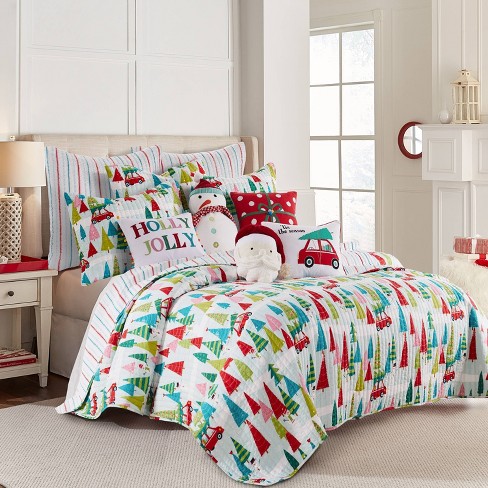 Full/queen Merry & Bright Holly Jolly Reversible Quilt - Levtex Home ...