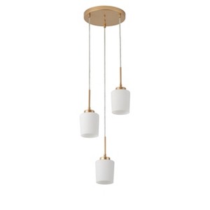 Dewdrop Cluster Pendant, 3-Light Deep Gold & Frosted Glass, Adjustable Cord, ETL for Kitchen - 1 of 4