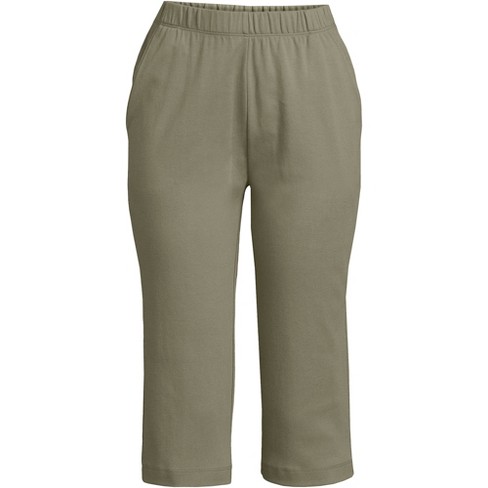 Lands' End Women's Tall Sport Knit High Rise Elastic Waist Capri Pants -  Medium Tall - Sunwashed Olive : Target