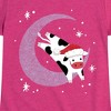 Girls' - Instant Message - Christmas Santa Cow Jumping Over Moon Fitted Short Sleeve Graphic T-Shirt - 2 of 4