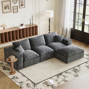 GDFStudio Cloud Modern 108.26'' L-Shaped Corduroy Upholstered Sectional Sofa - 1 of 4
