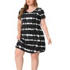 Agnes Orinda Women's Plus Size Tie Dye Trendy V Neck Round Hem Casual T-Shirt Dresses - 2 of 4