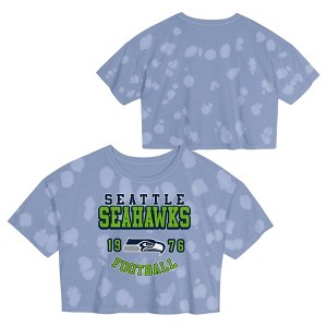 NFL Seattle Seahawks Girls' Short Sleeve Bubble Tie-Dye Cropped T-Shirt - 1 of 3