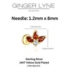 Oval Burnt Orange CZ Flat Back Earrings for Cartilage or Lobe Gold Plated Sterling Silver 1 pair by Ginger Lyne - 3 of 4