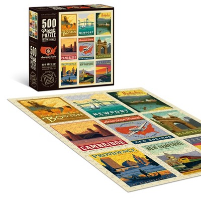 Americanflat 500 Piece Jigsaw Puzzle, 18x24 Inches, "American Travel New England" Art by Anderson Design Group