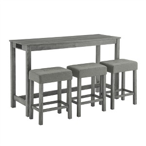 DSVIMOY Counter and Bar Stool Set Bar Table with 3 Upholstered Stools for Dining Room, Gray, 64"*25"*7.8" - 1 of 4