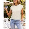 Coolmee Women's Cap Sleeve Sweater Vest Crewneck Sweaters Summer Trendy Casual Knit Tops - 2 of 4