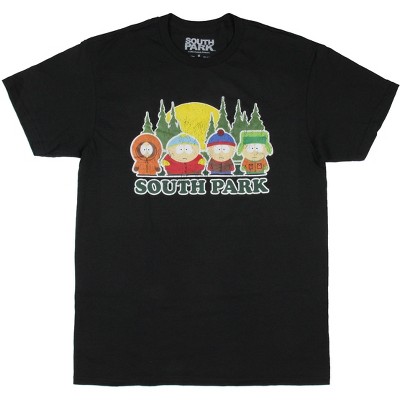 South Park Characters Mens T-Shirt Camping Trees And Moon Background Adult