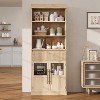 70" Tall Kitchen Pantry Cabinet with Glass Doors & Drawer - Versatile Storage for Living Room, Office, Dining Room, and Entryway - 4 of 4