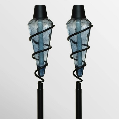 Tiki Brand Blue Glass Torch 2pk Molded Glass Tabletop