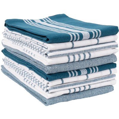 Serafina Home Aqua Light Blue Kitchen Dish Towels: (18 x 28, 3 Pack) 100%  Cotton Cloth Soft Cleaning Drying Absorbent Ribbed Terry Loop