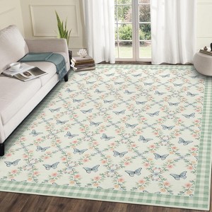 Coucheta Floral Runner Rug, Machine Washable Non-Slip Low Pile, Boho Print Area Rug for Hallway Kitchen Bedroom, Multiple Sizes & Colors - 1 of 4