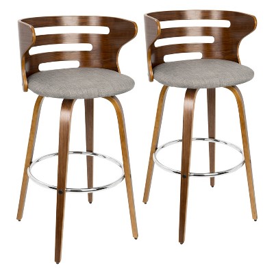 Set of 2 Cosini Mid Century Modern Barstools with Swivel Gray - LumiSource