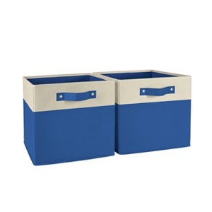 RiverRidge Kids' 2pc Two Tone Fabric Collapsible Cube Storage Organizers with Handles - 1 of 4