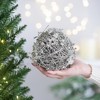 TopComfy Decorative Object Iced Leaf and Twig Ball Ornaments Set of 4 for Holiday Party Decorations, Silver, 4.5"*4.5"*4.5" - 3 of 4