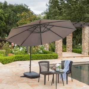 CAVINAS Modern 10 FT Aluminum Cantilever Umbrella Crank LiFT Mechanism+Wind Resistant Resin Base, Outdoor Shade for Dining Sets, Gray - 1 of 4