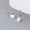 Star Burst Square Dangle Hoop Earrings 925 Sterling Silver | Cubic Zirconia Crystal | Hypoallergenic Fashion Jewelry - 4 of 4