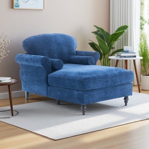 43.3" Chenille Oversized Chaise Lounge Chair with Wide Seat - 1 of 4