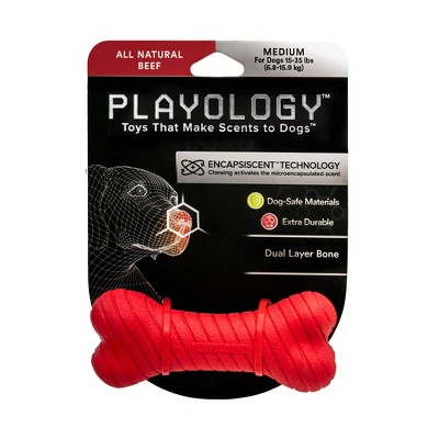 Playology Beef Scent Bone Dog Toy - Red - M