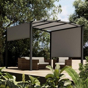 GustoWave 10' x 10' Outdoor Arched Pergola Gazebo with Sun Shade for Backyards - 1 of 4