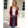 Women's Long Open Front Cardigan with Pockets - Lightweight Knit Duster with Side Slits - 2 of 4